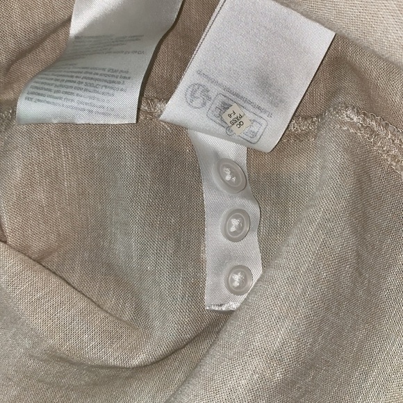 H&M linen blend shirt dress button up belted long sleeve rounded hem NEW size XL - Picture 8 of 13